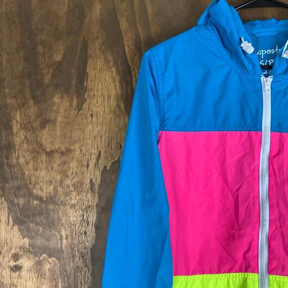 Aeropostale Womens Jacket Multicolor Block Hooded Windbreaker Zip Pockets Small - Picture 4 of 11